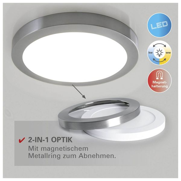 Näve LED Deckenleuchte BONUS Ø22,5cm 18W Steuerbare Lichtfarbe chrome RGB 1365942