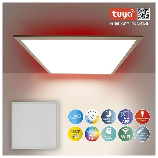 Näve LED Deckenleuchte LED BACKLIGHT PANEL 45x45cm 18,3W Steuerbare Lichtfarbe bunt dimmbar RGB Nachtlicht Tuya Smart 1382161