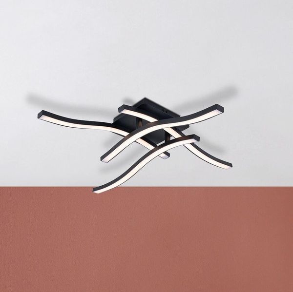 Näve LED Deckenleuchte ONDA 45x45cm 24W Warmweiss schwarz 1383222