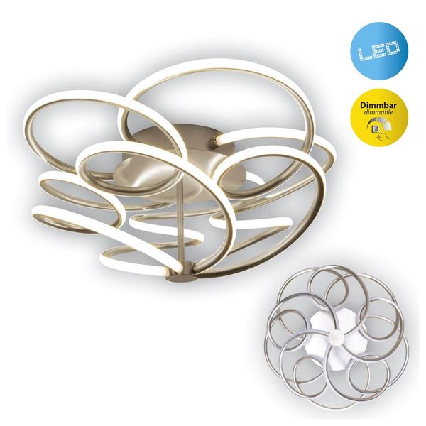 Näve LED Deckenleuchte RIZADO Ø57cm 49,48W Warmweiss stahl-blank dimmbar 1386850