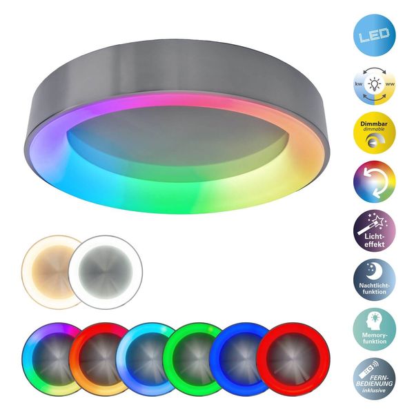 Näve LED Deckenleuchte MULTO Ø46,5cm 31,2W Steuerbare Lichtfarbe bunt dimmbar RGB Nachtlicht 1386961