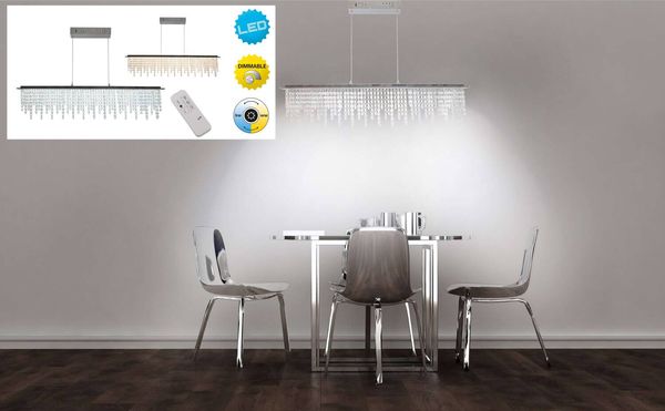 Näve LED Pendelleuchte DIAMONDS 120x12cm 34W Steuerbare Lichtfarbe chrome dimmbar Nachtlicht 6093242