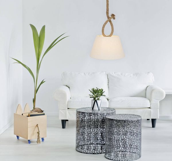 Näve E27 Pendelleuchte ROPE Ø45cm natur 6101727