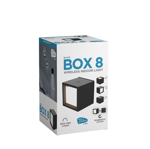 NewGarden BOX 8 BLACK LED Wand-/Deckenleuchte Eckig kabellos USB schwarz