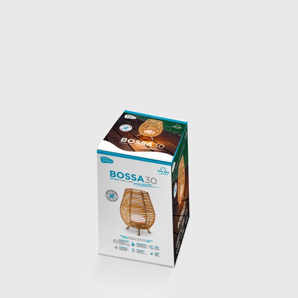 NewGarden BOSSA 30 LED Rattan Outdoor-Tischleuchte Akku für Garten und Balkon Innen & Außen IP54
