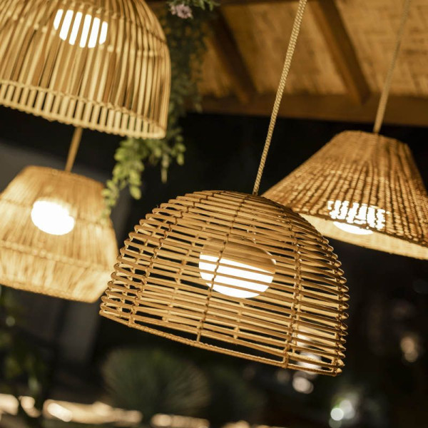 NewGarden BOSSA LED Rattan Outdoor-Hängeleuchte Akku Innen & Außen IP54