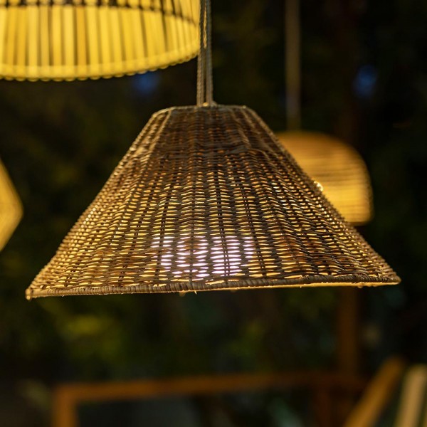 NewGarden CALOBRA Hängeleuchte LED Rattan Outdoor ohne Stromkabel + Fernbedienung Innen & Außen IP54