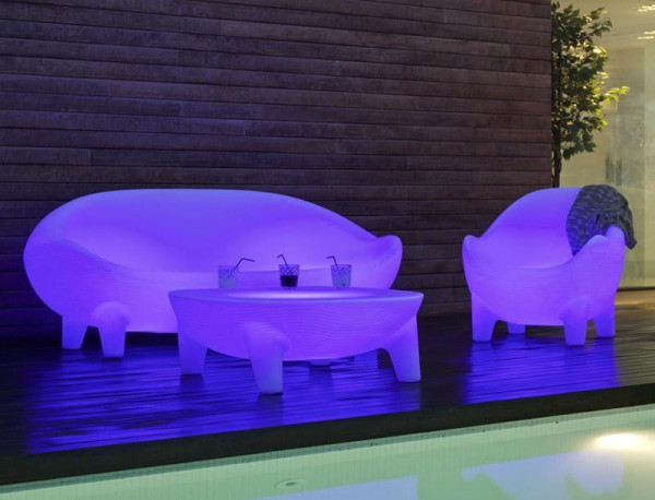 NewGarden JAMAICA LED Gartensofa, Couch wetterfest Solar + RGB, Akku, Fernbedienung Innen & Außen IP65