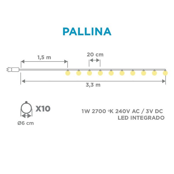 NewGarden PALLINA LED Balkon und Garten Lichterkette warmweiss Innen & Außen IP44