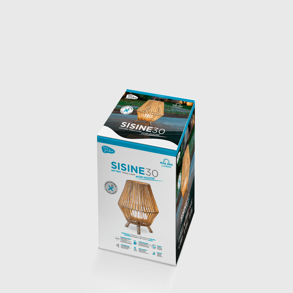 NewGarden SISINE 32 LED kabellose Tischleuchte Naturfaser 30cm Akku + Fernbedienung Innen & Außen IP54