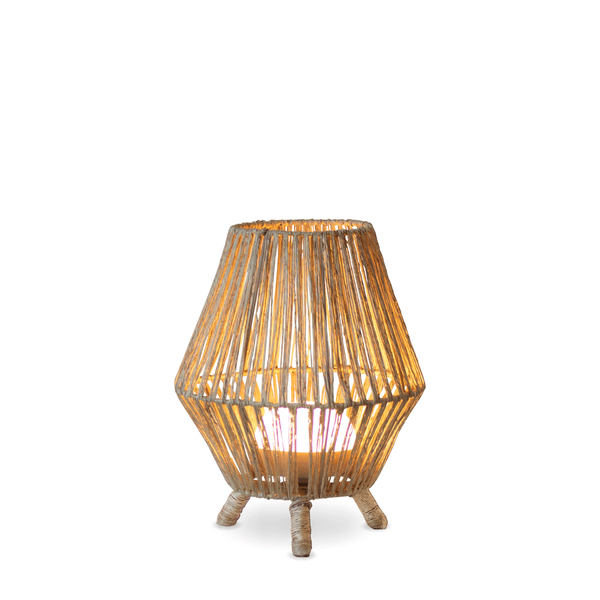 NewGarden SISINE 32 LED kabellose Tischleuchte Naturfaser 30cm Akku + Fernbedienung Innen & Außen IP54