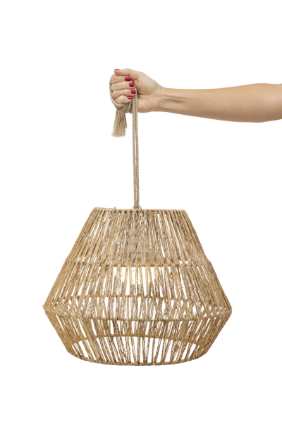 NewGarden SISINE LED kabellose Hängelampe Naturfaser 30cm Akku + Fernbedienung Innen & Außen IP54