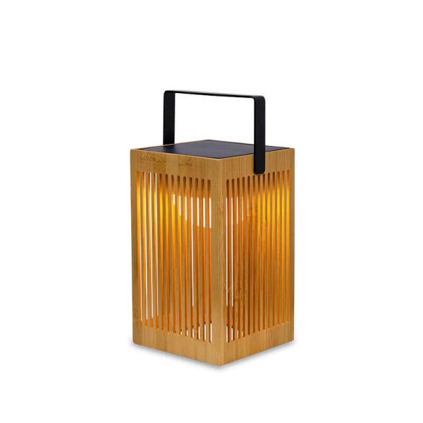 NewGarden OKINAWA LED tagbare Solar Laterne, Bambus, Fernbedienung IP54