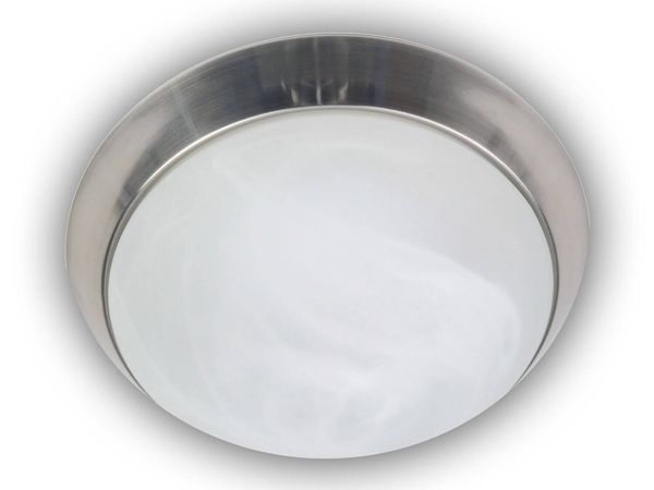 Niermann LED 8W Deckenleuchte Alabaster-Glas, Nickel matt, 25cm, warmweiss, Made in Germany