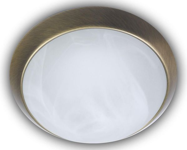 Niermann LED 12W Deckenleuchte Alabaster-Glas, Altmessing, 35cm, warmweiss, Made in Germany