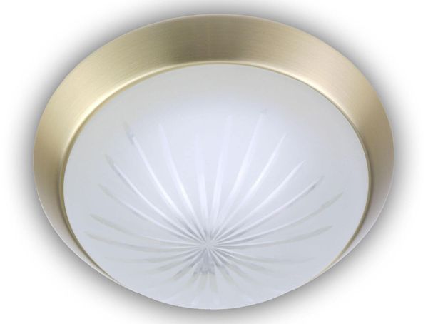 Niermann E14 Deckenleuchte Schliffglas satiniert, Messing matt, 25cm, Made in Germany