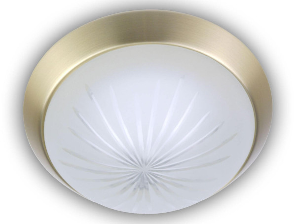 Niermann LED 12W Deckenleuchte Schliffglas satiniert, Messing matt, 35cm, warmweiss, Made in Germany