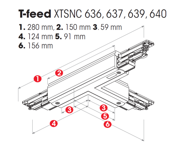 Nordic Global Trac T-Verbinder 3-Phasen DALI XTSNC640-3 weiss
