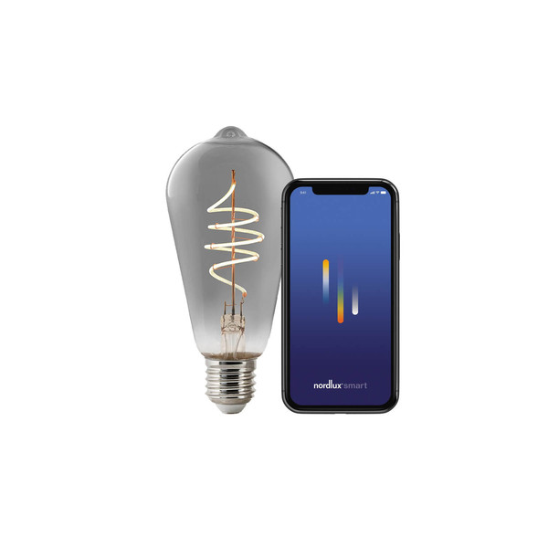 Nordlux 2280022747 SmartE27 ST64 LED E27 Leuchtmittel 4,7W Dimmbar Extra-warmweiss Rauchfarben