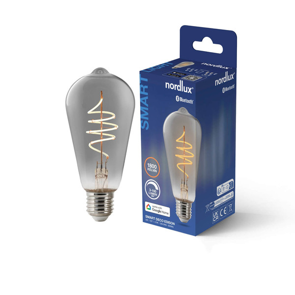 Nordlux 2280022747 SmartE27 ST64 LED E27 Leuchtmittel 4,7W Dimmbar Extra-warmweiss Rauchfarben