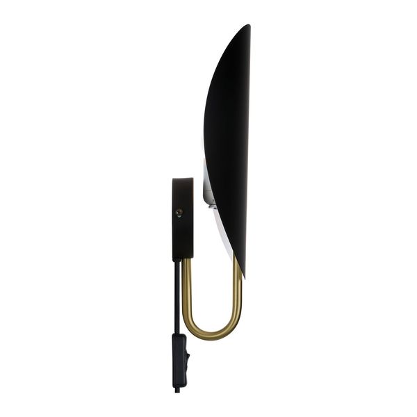 Nordlux Spargo Wandleuchte E27 indirekte Wandlampe mit Schalter Schwarz/Messing 2320361003