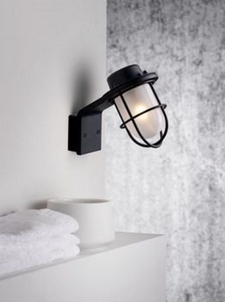 Nordlux 62329903 Marina G9 Wandleuchte Metall Glas Schwarz IP44 wasserdicht