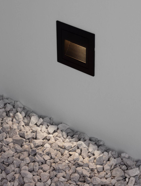 Nova Luce LED Wandeinbauleuchte Mono 3W warmweiss 3000K IP65 Schwarz Aluminium 6x6cm 9026145
