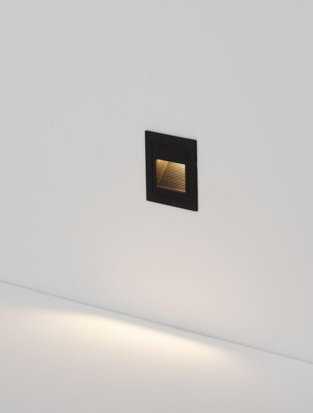 Nova Luce LED Wandeinbauleuchte Mono 3W warmweiss 3000K IP65 Schwarz Aluminium 6x6cm 9026145