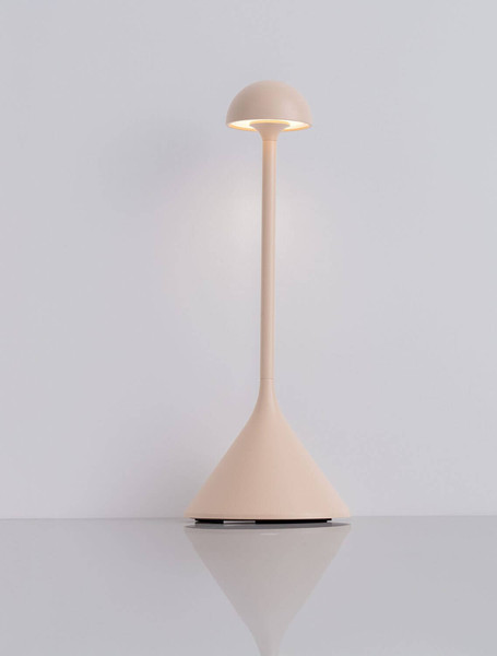Nova Luce LED Akku-Tischleuchte Dalt dimmbar 1W warmweiss 3000K USB IP54 Creme Aluminium Ø9,5cm 9030147