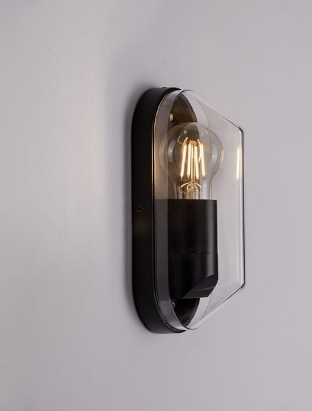 Nova Luce Außen-Wandleuchte Amel E27 IP65 salzwasserfest Schwarz Aluminium 23x9,5cm 9030164