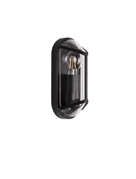 Nova Luce Außen-Wandleuchte Amel E27 IP65 salzwasserfest Schwarz Aluminium 23x9,5cm 9030165