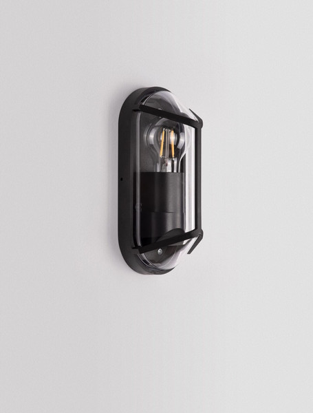 Nova Luce Außen-Wandleuchte Amel E27 IP65 salzwasserfest Schwarz Aluminium 23x9,5cm 9030165