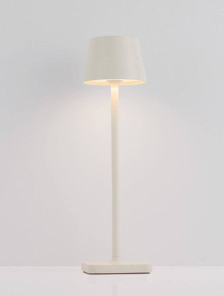 Nova Luce LED Akku-Tischleuchte Deck dimmbar 2W warmweiss 3000K USB IP54 Weiß Aluminium Ø8,5cm 9030562