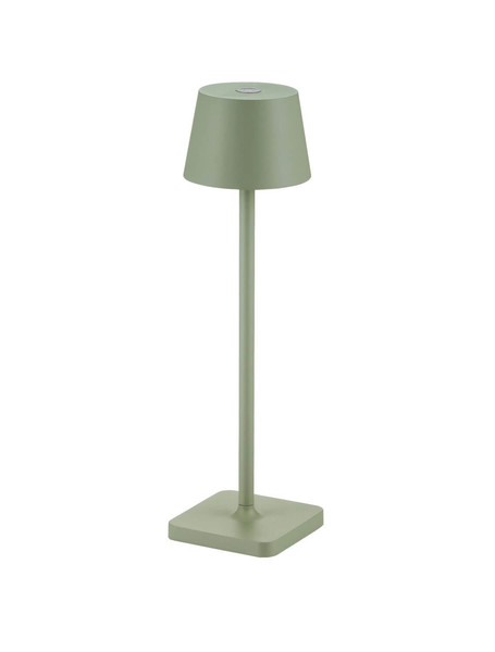 Nova Luce LED Akku-Tischleuchte Deck dimmbar 2W warmweiss 3000K USB IP54 Olivgrün Aluminium Ø8,5cm 9030564