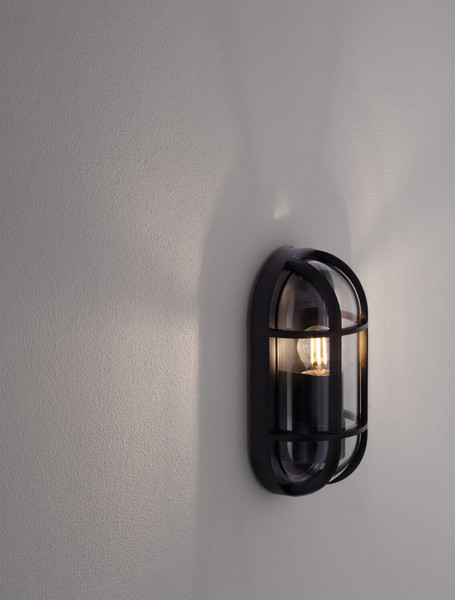 Nova Luce Außen-Wandleuchte Amel E27 IP65 salzwasserfest Schwarz Aluminium 27x14cm 9030578