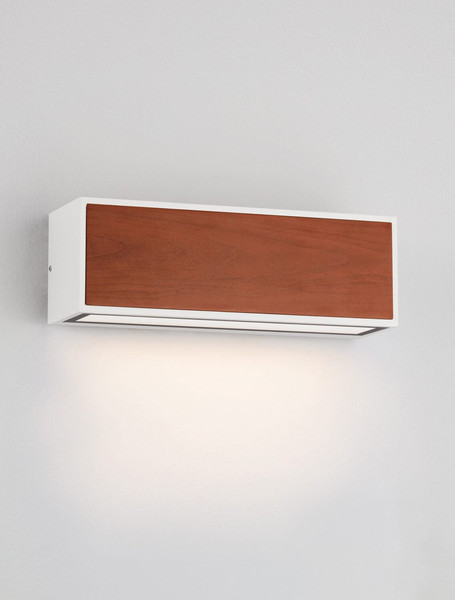 Nova Luce LED Solar-Wandleuchte Brown 2W warmweiss 3000K Bewegungsmelder IP65 salzwasserfest Weiß Holz Aluminium 24x24cm 9030585