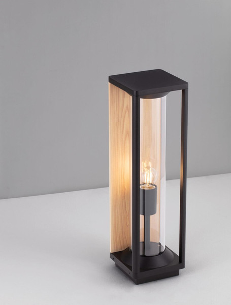 Nova Luce Wegeleuchte Pacific E27 IP65 Schwarz Holz Aluminium 50cm 9030604