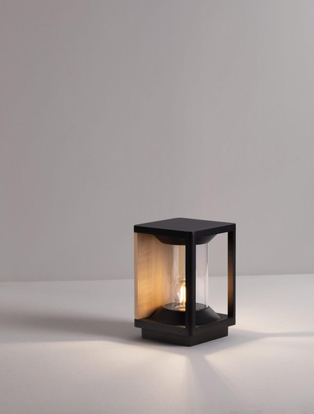 Nova Luce Sockelleuchte Pacific E27 IP65 Schwarz Holz Aluminium 22cm 9030605