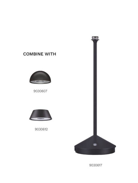 Nova Luce Standfuß für Akku-Tischleuchte Lumo dimmbar USB IP54 Schwarz Aluminium Ø12cm 9030617