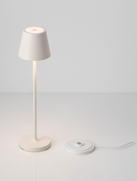 Nova Luce LED Akku-Tischleuchte Petit dimmbar 2W warmweiss 3000K IP54 salzwasserfest Weiß Aluminium Ø7cm 9030711