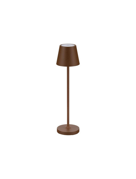 Nova Luce LED Akku-Tischleuchte Petit dimmbar 2W warmweiss 3000K IP54 salzwasserfest Cortenstahl Aluminium Ø7cm 9030713