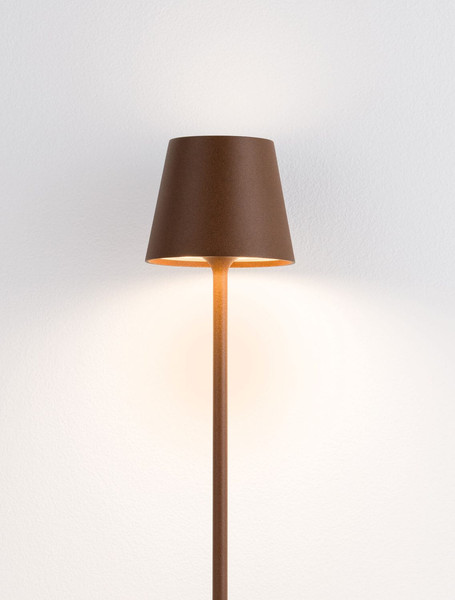 Nova Luce LED Akku-Tischleuchte Petit dimmbar 2W warmweiss 3000K IP54 salzwasserfest Cortenstahl Aluminium Ø7cm 9030713