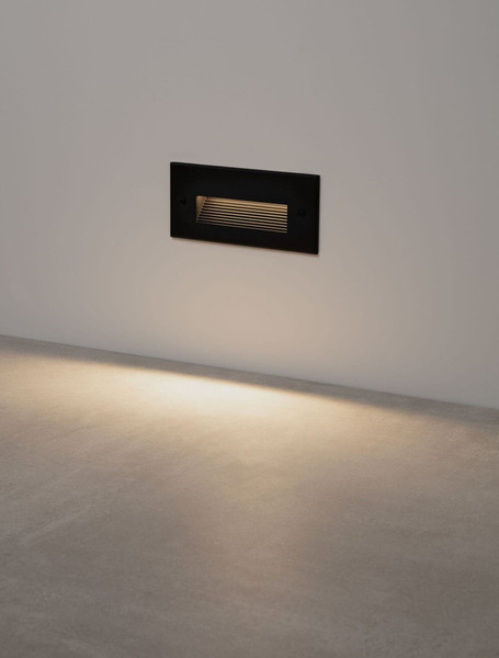 Nova Luce LED Wandeinbauleuchte Polka 5W warmweiss 3000K IP65 Schwarz Aluminium 17x8cm 9030774