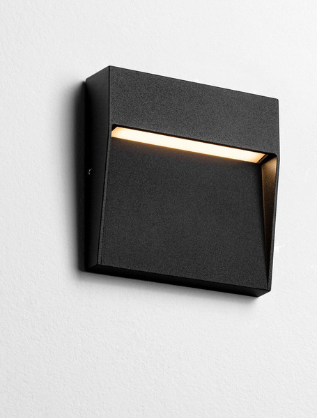 Nova Luce LED Außen-Wandleuchte Toby 3W warmweiss 3000K IP54 salzwasserfest Schwarz Aluminium 10,5x10cm 9030811