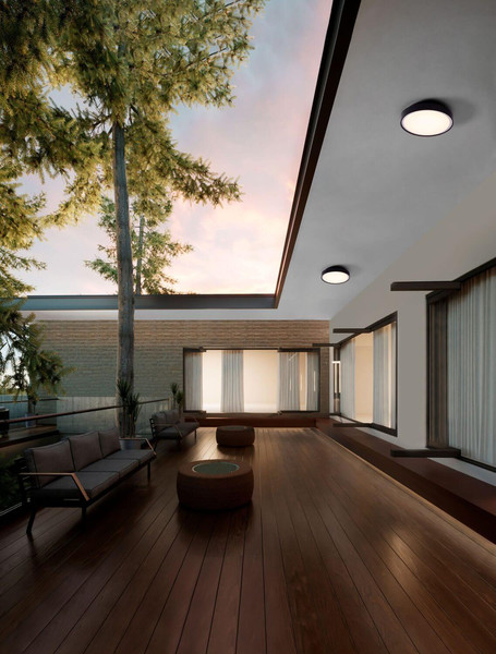 Nova Luce LED Außen-Deckenleuchte Sky 15W warmweiss 3000K IP65 salzwasserfest Schwarz Aluminium Ø30cm 9030823
