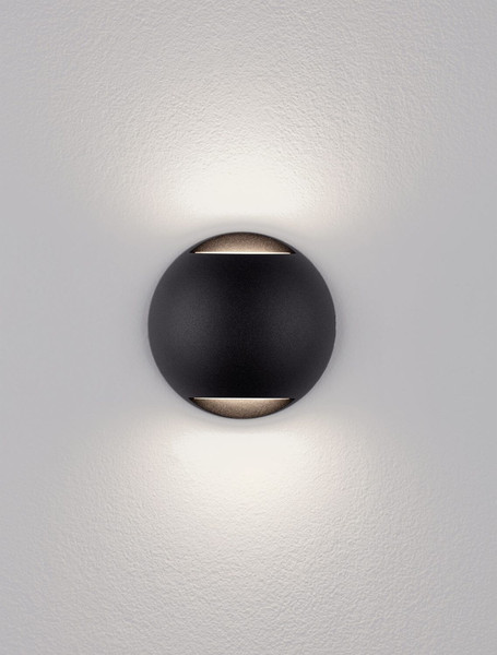 Nova Luce LED Außen-Wandleuchte Passo 4W warmweiss 3000K IP65 salzwasserfest Schwarz Aluminium Ø12cm 9136413