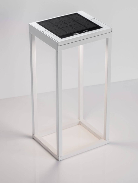 Nova Luce LED Akku-Stehleuchte Tegolo dimmbar 2W warmweiss 3000K USB IP54 Weiß Aluminium 39cm 9136432