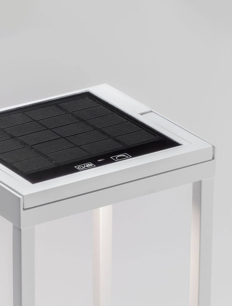 Nova Luce LED Akku-Stehleuchte Tegolo dimmbar 2W warmweiss 3000K USB IP54 Weiß Aluminium 39cm 9136432