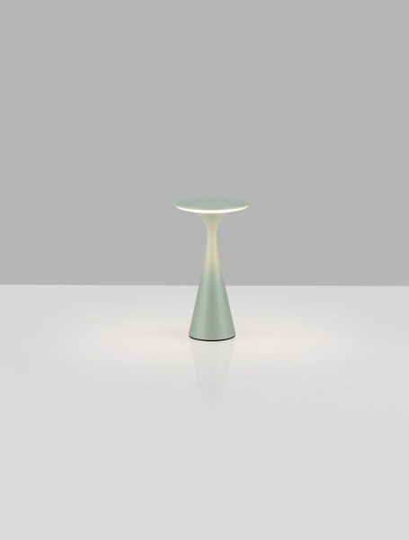 Nova Luce LED Akku-Tischleuchte Grigio dimmbar 2W CCT extra-warm-/warmweiss 2200/2700/3000K IP54 Salbeigrün Aluminium Ø10cm 9136454