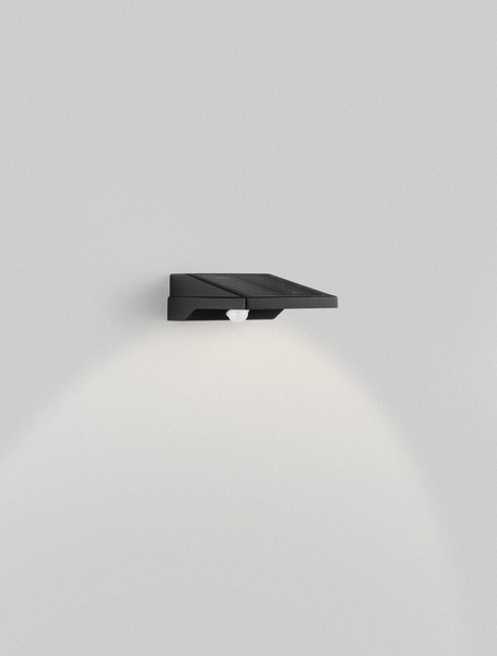 Nova Luce LED Solar-Wandleuchte Tek 1W warmweiss 3000K Bewegungsmelder IP54 Schwarz Aluminium 19x11cm 9136460